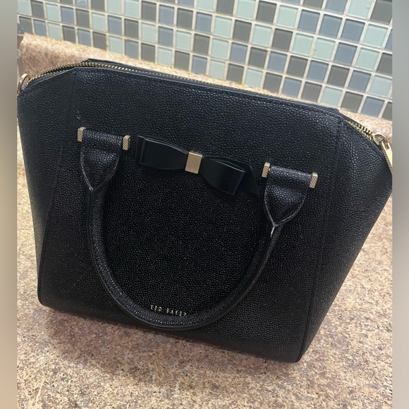 Ted Baker Black Textured Satchel with Bow Accent - Picture 3 of 3